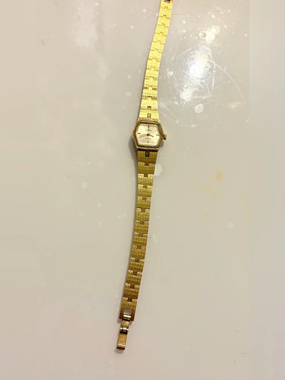 Lorus V235-5080 Quartz Analog Women's Gold Tone Hexagon Bracelet Watch